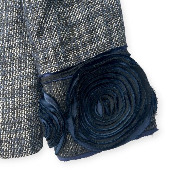 Alberto Makali | Size 4 | Tweed Open Front Floral Ribbon Accents Blazer Jacket - Picture 3 of 5